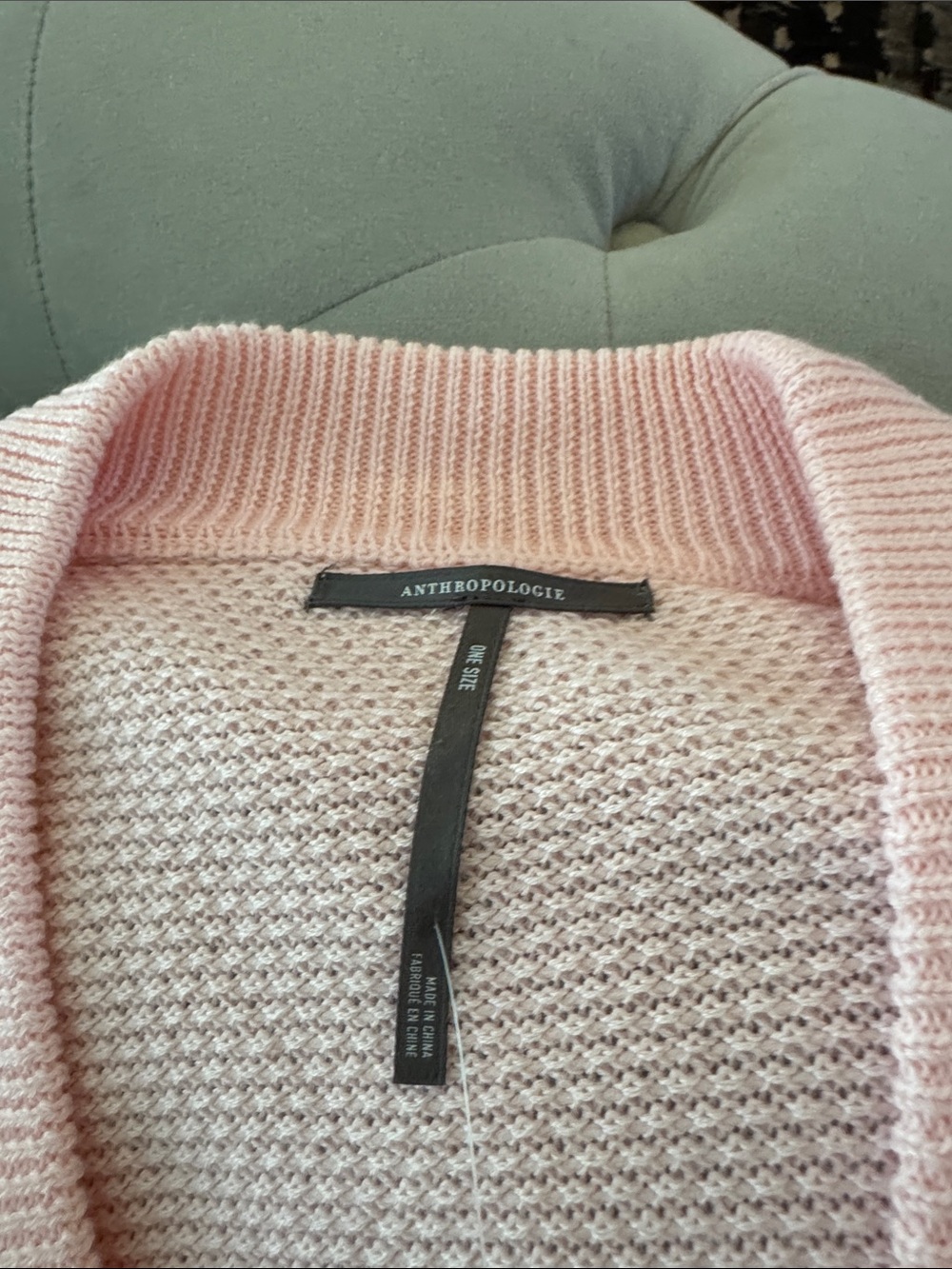 Anthropologie Light Pink Cardigan with Black Stripes - Picture 2 of 7